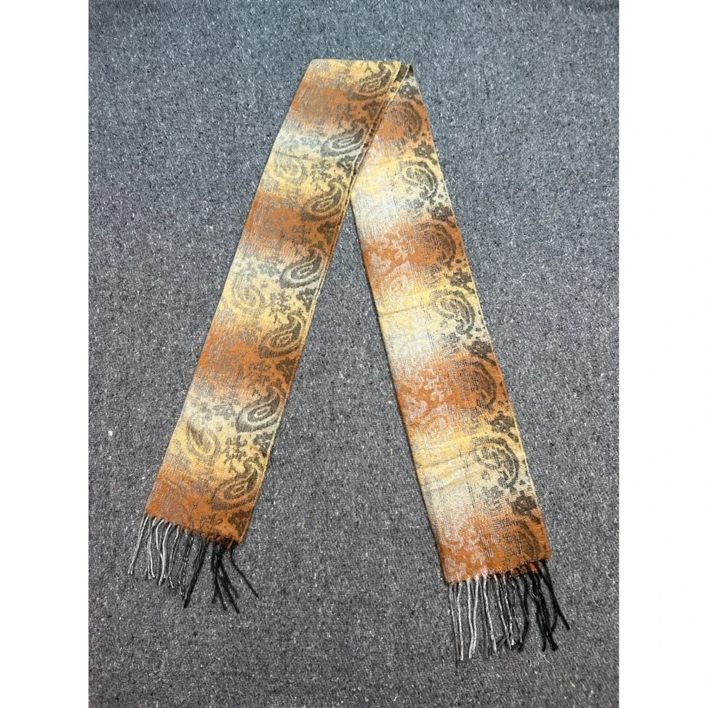 Cejon Scarf OS Womens Brown Boho Paisley Made In Italy Fringe Acrylic Wrap Warm
